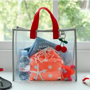 PVC square beach bag shopping bag-letters printed