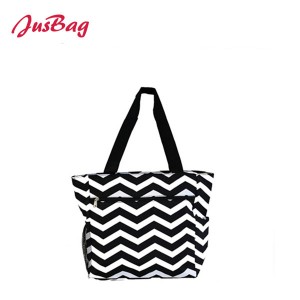 Printed canvas beach bag-zibra