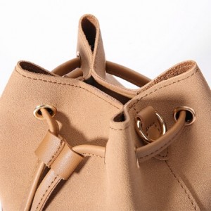 Suede crossbody bucket bag-nude pink