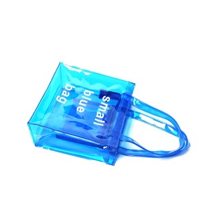 PVC transparent beach bag lunch bag-blue