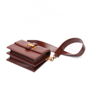 Vintage crossbody square mini clutch bag-dark brown