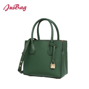 Lady Handbag with golden lock-forest green