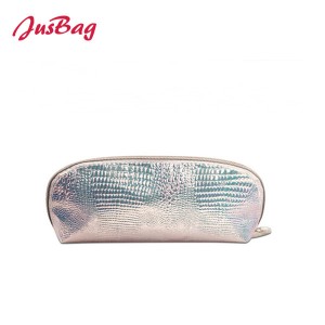 Laser snake grain pu leather make up bag