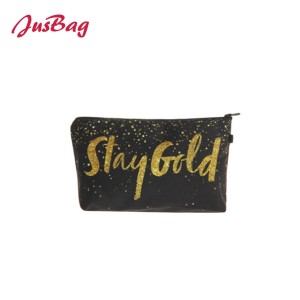 Make up bag pencil pouch-golden glitter