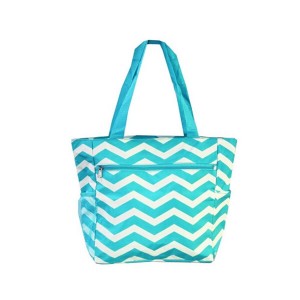 Printed canvas shopping bag-zigzag blue