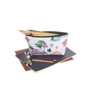 PU leather make up pencil pouch-unicorn