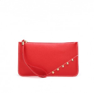 Envelope clutch bag with star rivet-almond