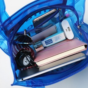 PVC transparent beach bag lunch bag-blue