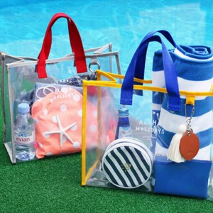 PVC square beach bag shopping bag-letters printed