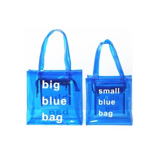 PVC transparent beach bag lunch bag-blue