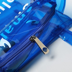 PVC transparent beach bag lunch bag-blue