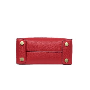 Lady square handbag with lock – red