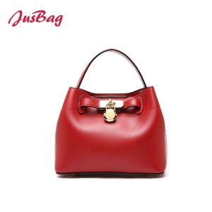 PU leather bucket hand bag with buckle-multi color