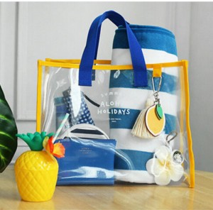 PVC square beach bag shopping bag-letters printed