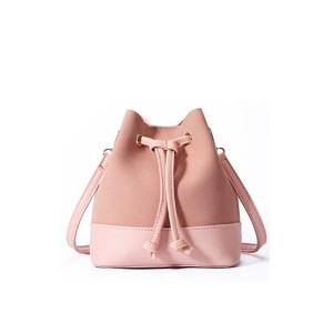 Suede crossbody bucket bag-nude pink