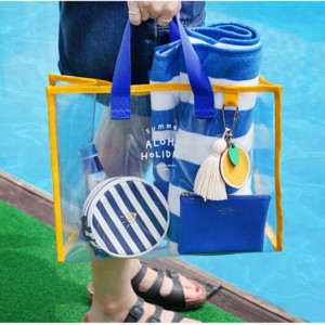 PVC square beach bag shopping bag-letters printed