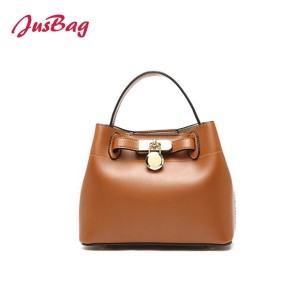 PU leather bucket hand bag with buckle-multi color
