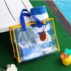 PVC square beach bag shopping bag-letters printed