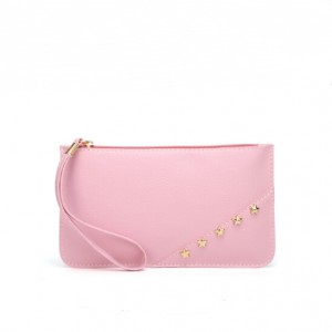 Envelope clutch bag with star rivet-almond