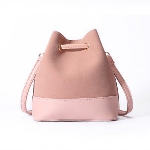 Suede crossbody bucket bag-nude pink