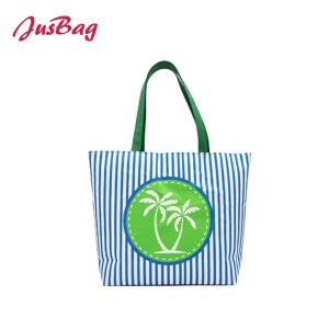 Canvas coconut beach bag shopping bag-striped printing