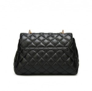 Lady crossbody stitching checks clutch bag-black